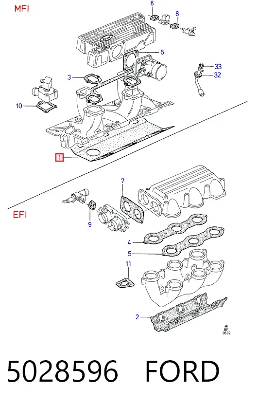 Прокладка впускного колектора Ford Granada GU