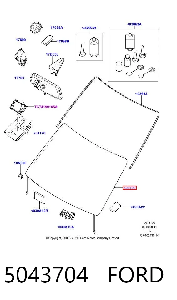 Лобове скло 5043704 Ford