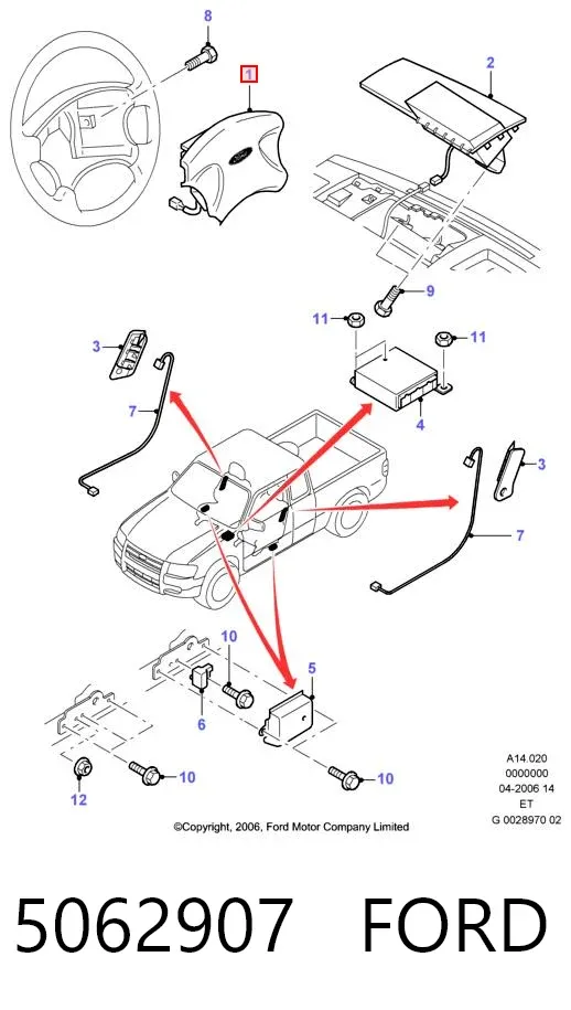 Подушка безпеки, водійська, AIRBAG 5062907 Ford
