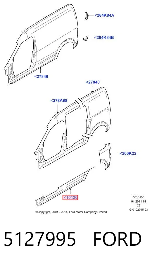 Поріг зовнішній лівий 5127995 Ford