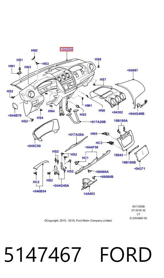 Панель приладів торпеди 5147467 Ford
