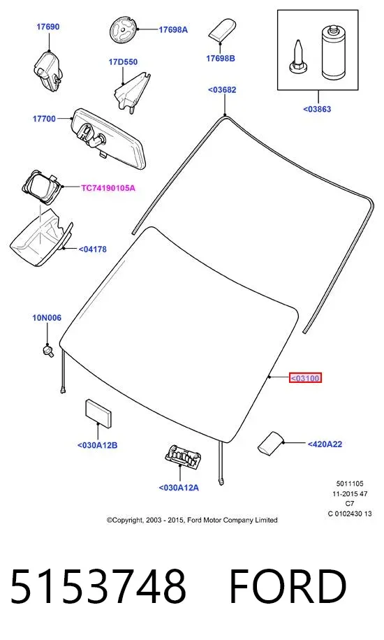 Лобове скло 5153748 Ford