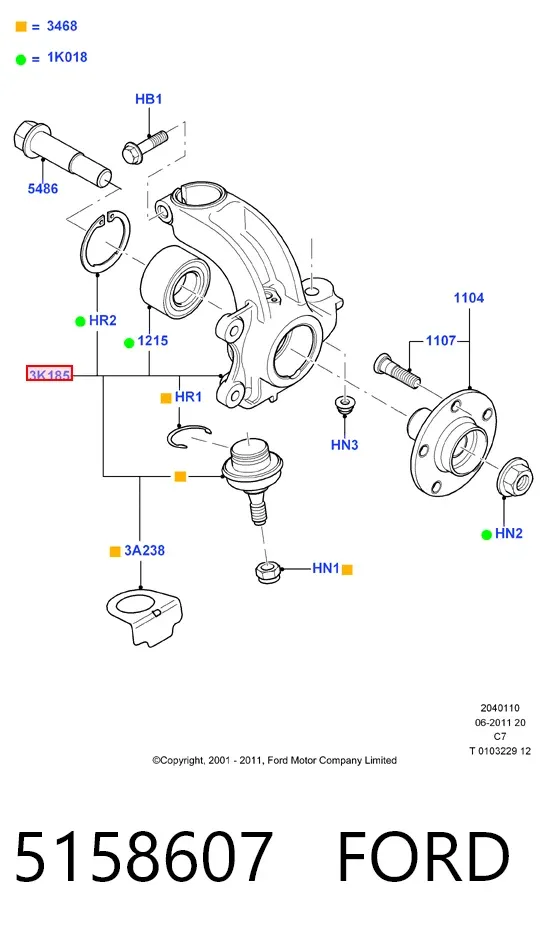 Цапфа - поворотний кулак передній, лівий 5158607 Ford