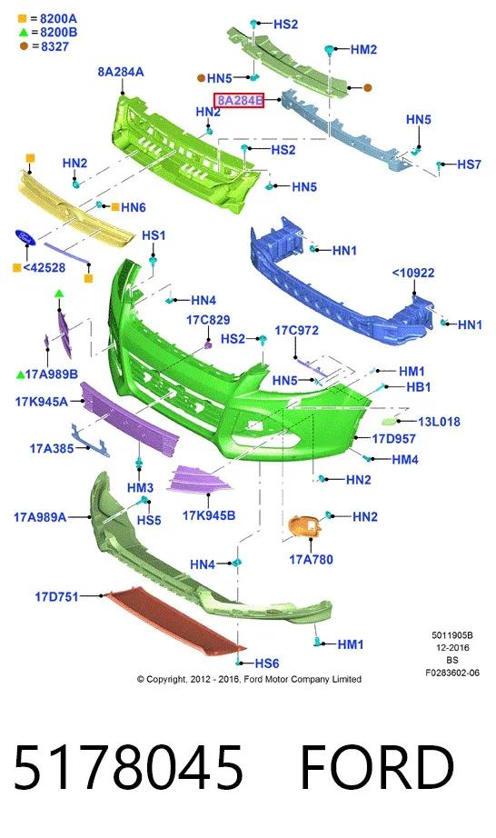 Кронштейн решітки радіатора 5178045 Ford