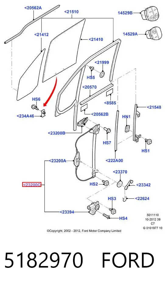 Склопідйомник передньої лівої двері 5182970 Ford