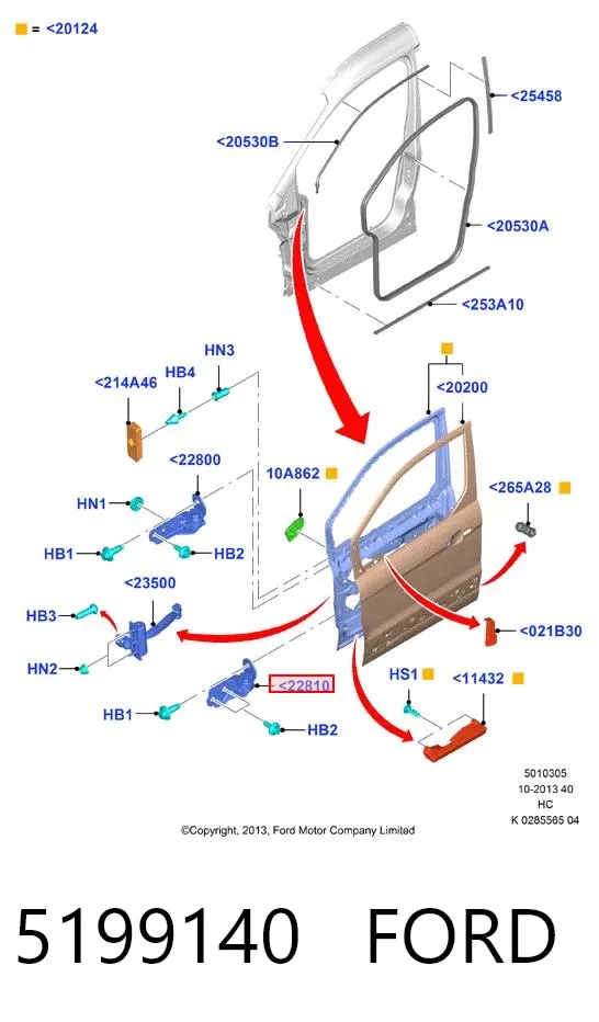 Петля передніх дверей, правої 5199140 Ford