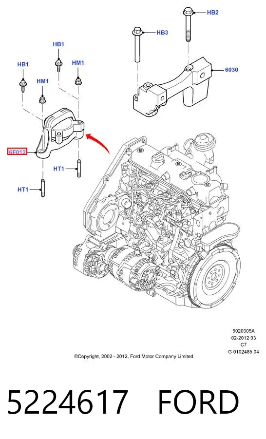 Подушка (опора) двигуна, права 5224617 Ford