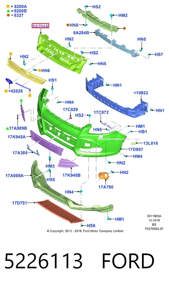 Кронштейн бампера переднього, центральний 5226113 Ford