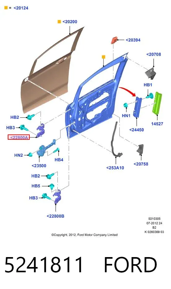 Петля передніх дверей, правої 5241811 Ford