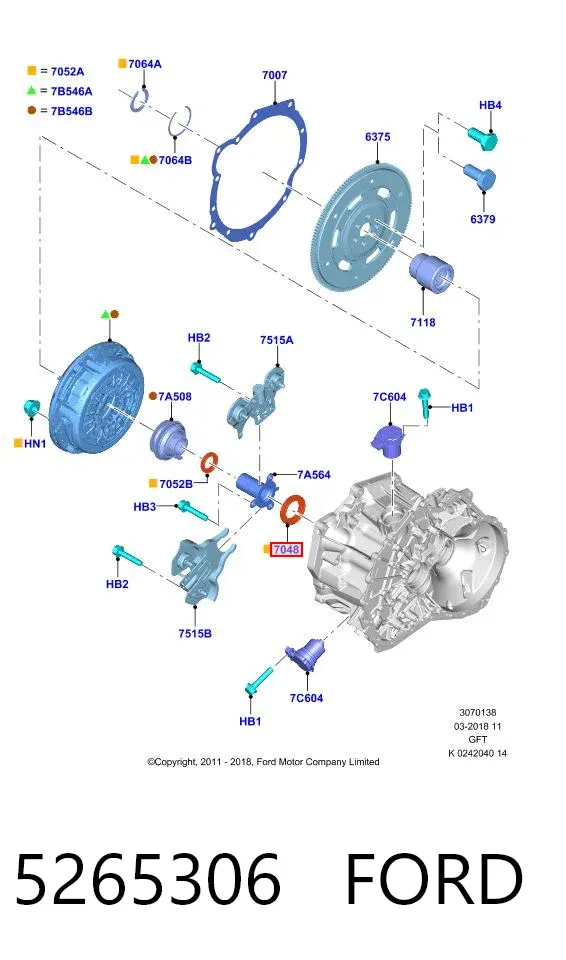 Сальник АКПП/КПП, вхідного/первинного валу 5265306 Ford