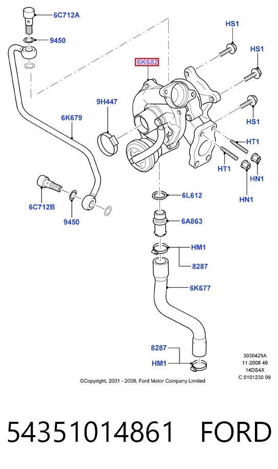 Турбіна 54351014861 Ford