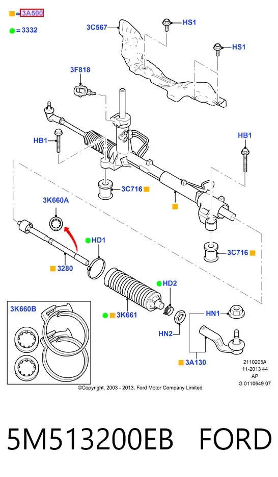 Рульова рейка 5M513200EB Ford