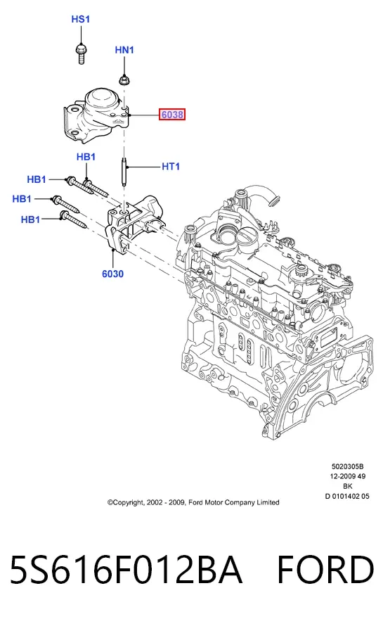 Подушка (опора) двигуна, права 5S616F012BA Ford