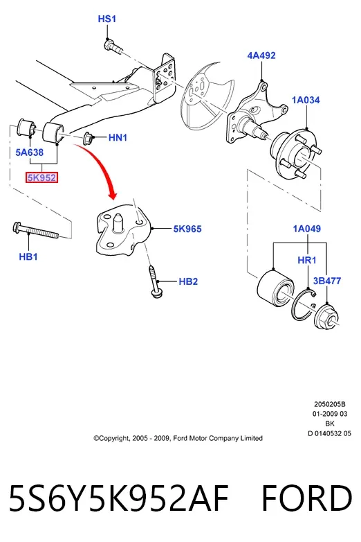 Балка задня 5S6Y5K952AF Ford