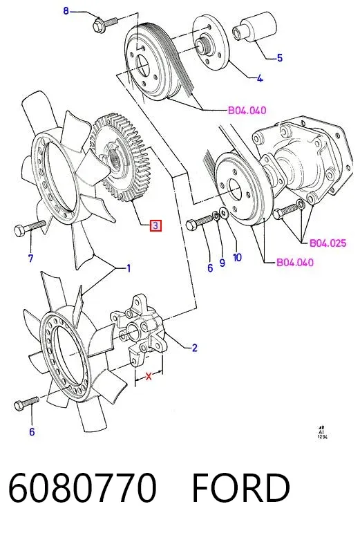 Вискомуфта вентилятора 6080770 Ford
