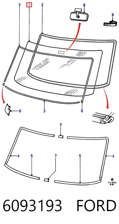 Лобове скло 6093193 Ford