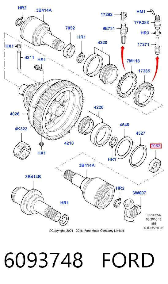 Сальник приводу 6093748 Ford