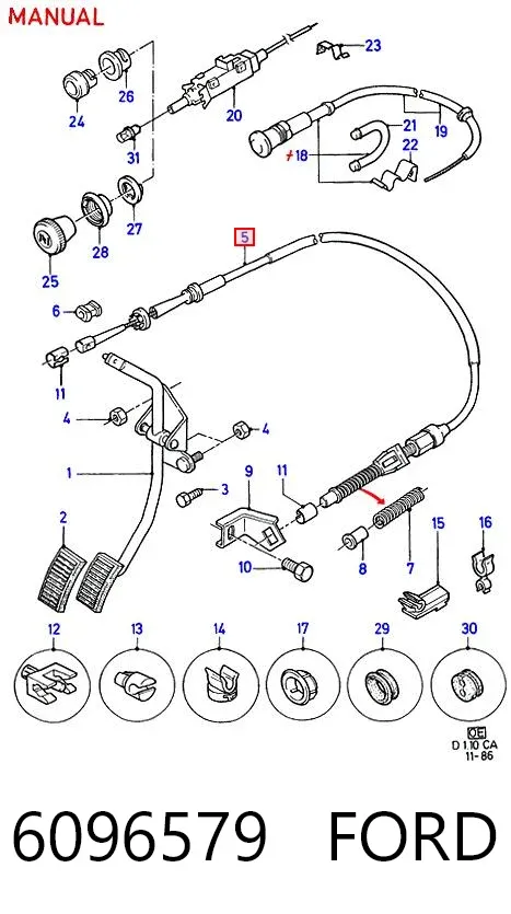 Трос газу 6096579 Ford