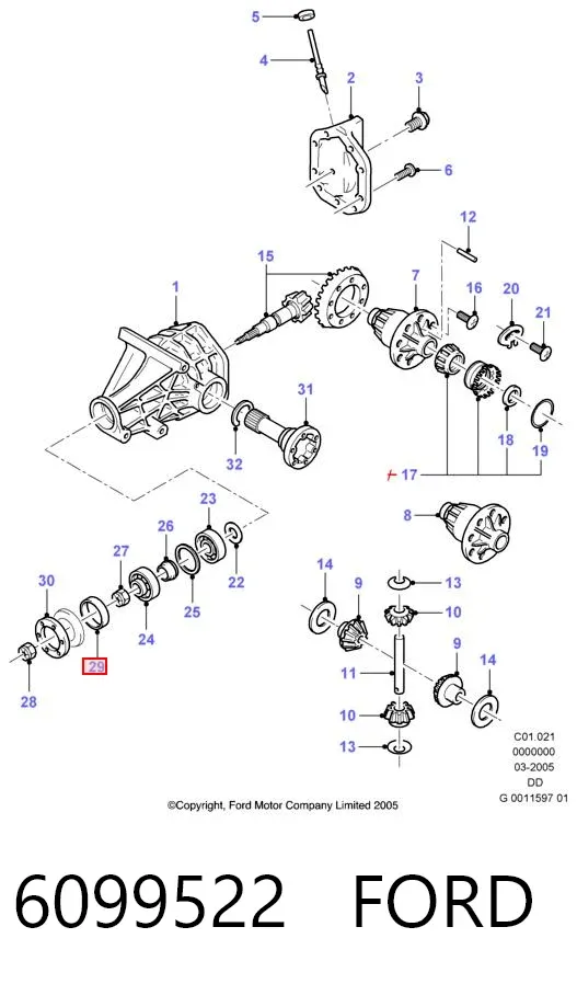 Сальник хвостовика 6099522 Ford