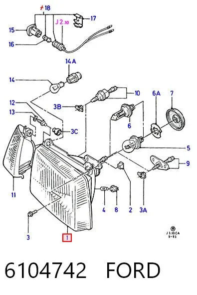 Фара ліва 6104742 Ford