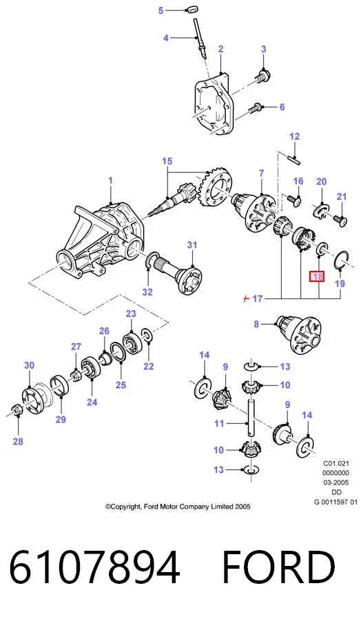 Сальник редуктора заднього моста 6107894 Ford