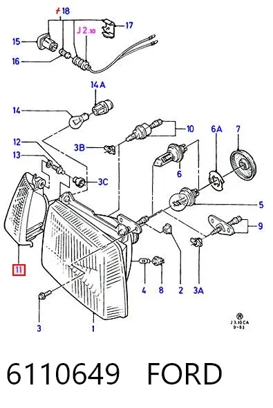 Вказівник повороту лівий 6110649 Ford