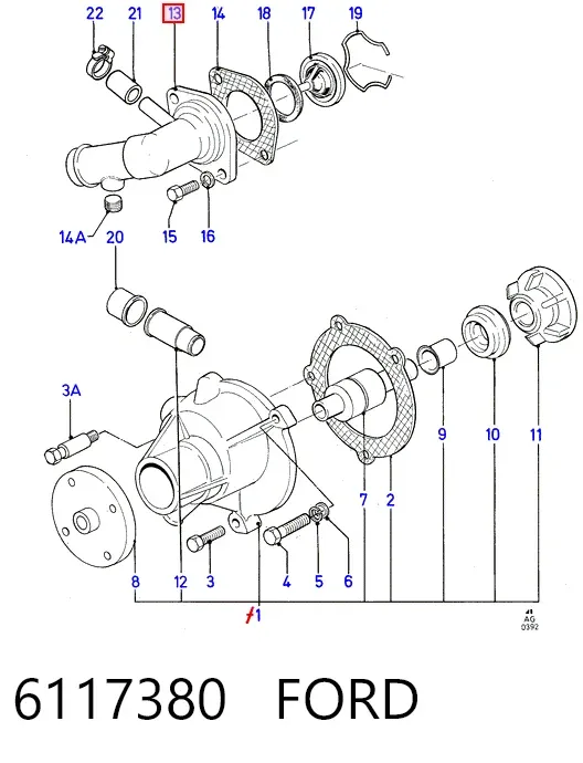 Корпус термостата 6117380 Ford