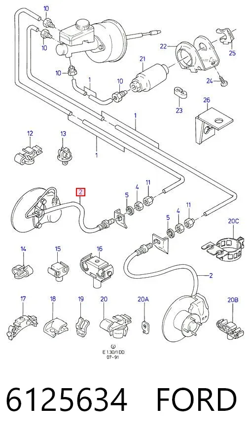 Гальмівні шланги передні 6125634 Ford
