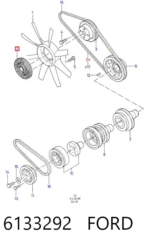 Вискомуфта вентилятора 6133292 Ford