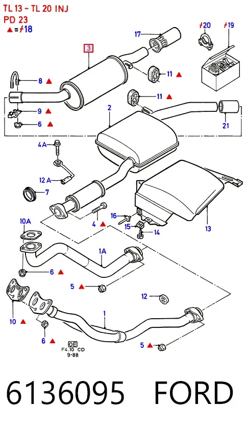 Глушник, задня частина 6136095 Ford