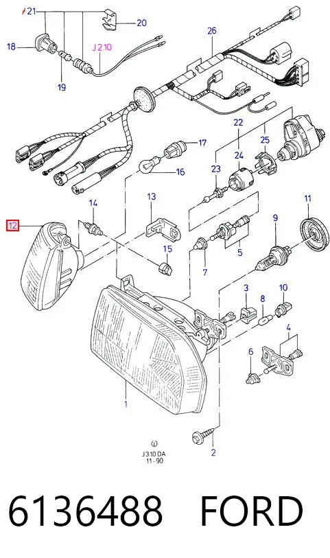 Вказівник повороту правий 6136488 Ford