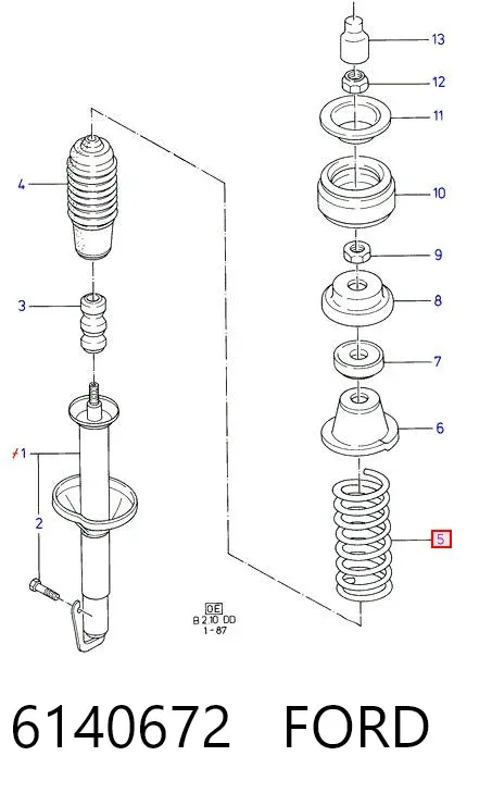 Пружина передня 6140672 Ford