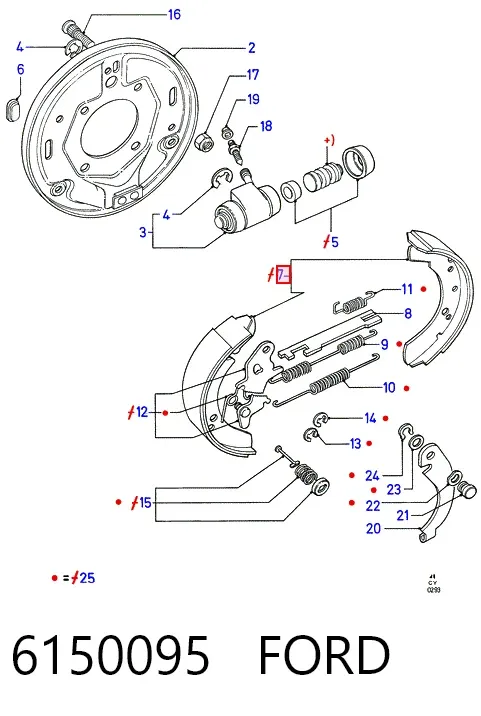 Колодки гальмові задні, барабанні 6150095 Ford