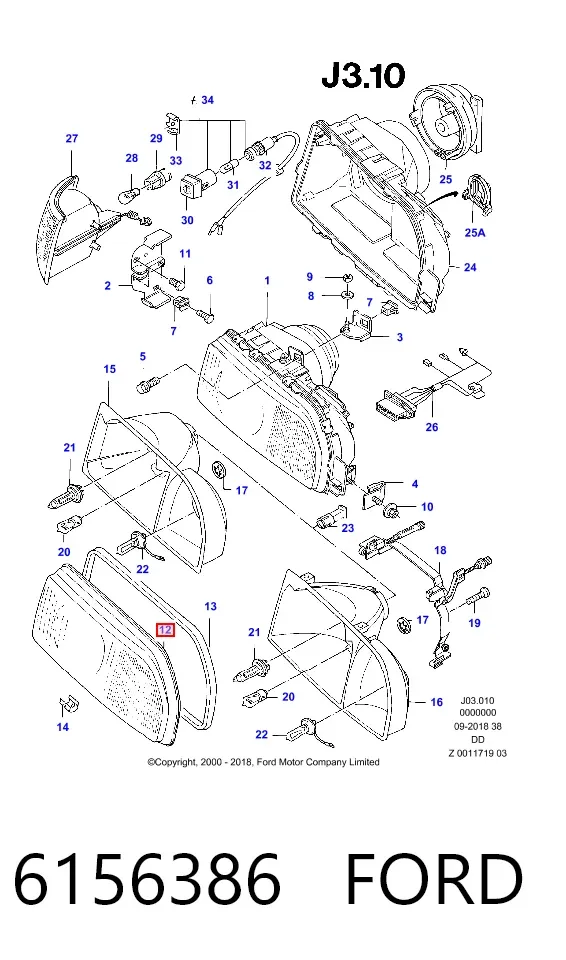 Скло фари правої 6156386 Ford