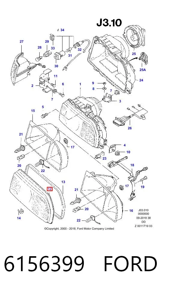 Скло фари лівої 6156399 Ford