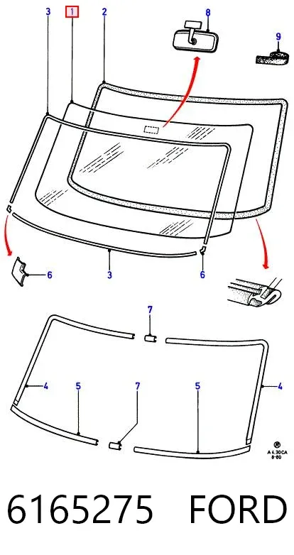 Лобове скло 6165275 Ford