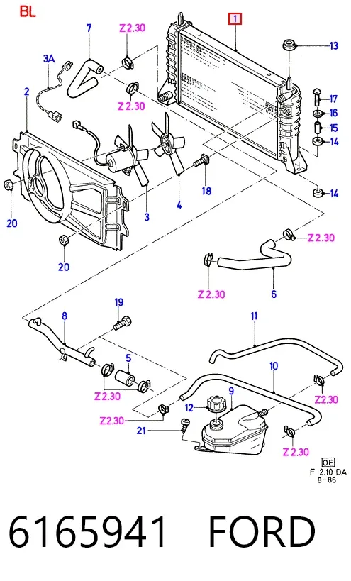 Радіатор 6165941 Ford