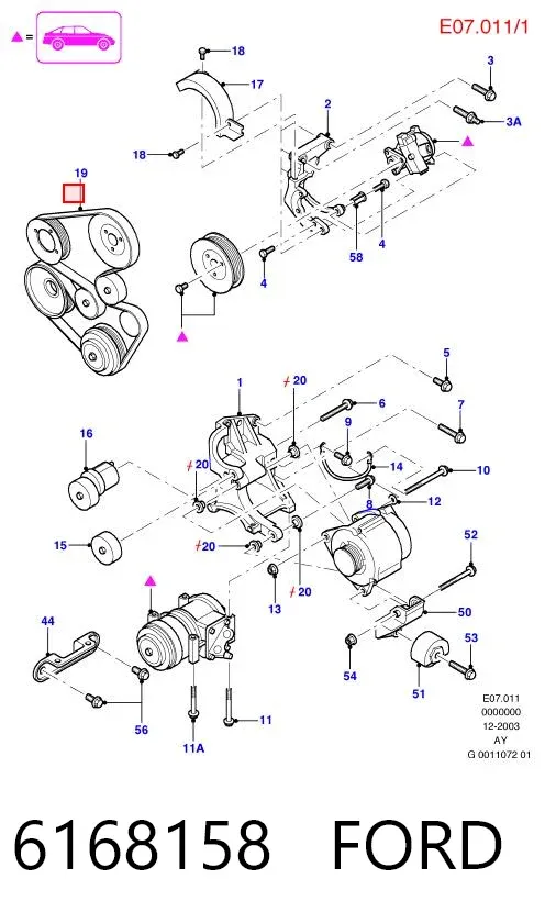 Ремінь генератора 6168158 Ford