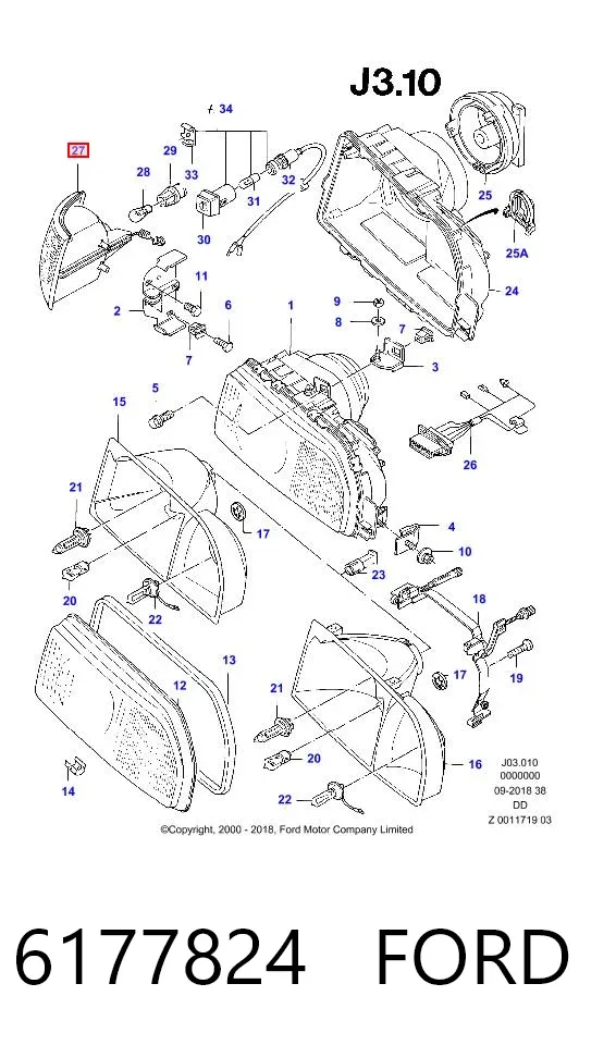 Вказівник повороту правий 6177824 Ford