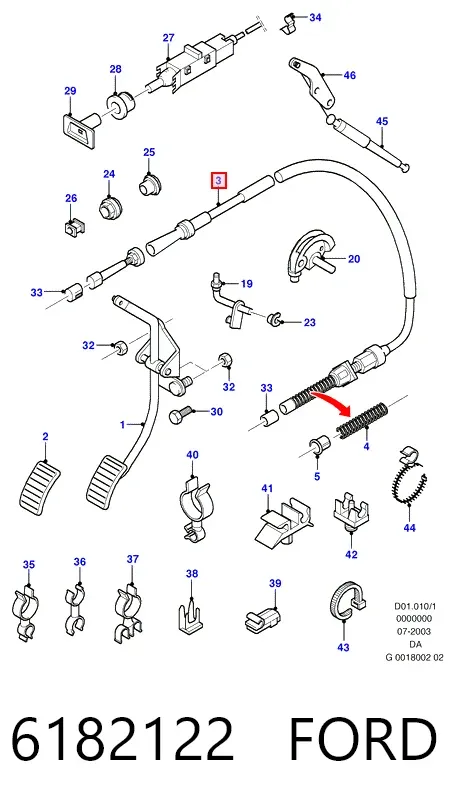 Трос газу 6182122 Ford