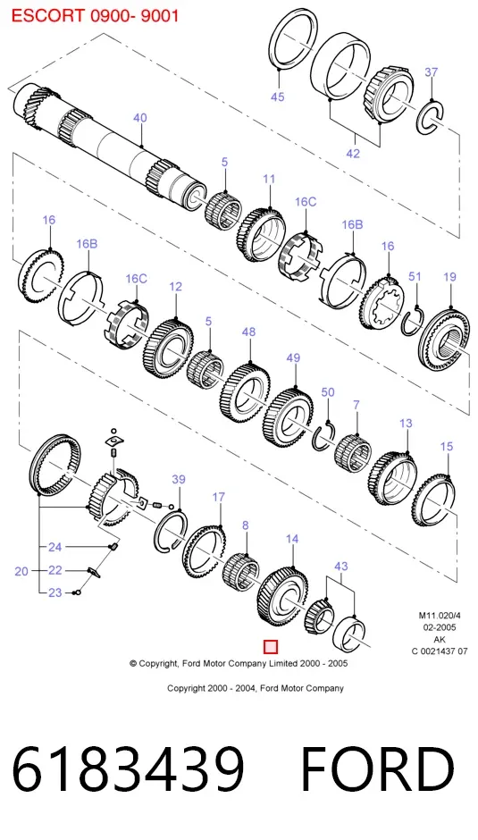 Підшипник первинного валу коробки 6183439 Ford