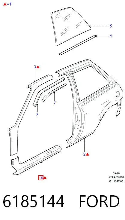 Поріг зовнішній правий 6185144 Ford