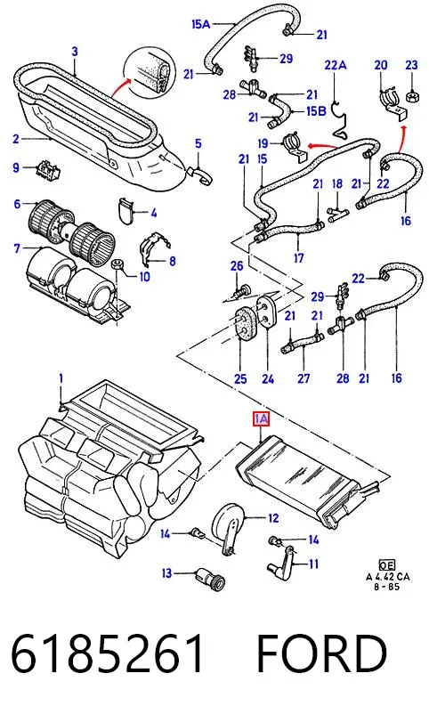 Радіатор пічки 6185261 Ford