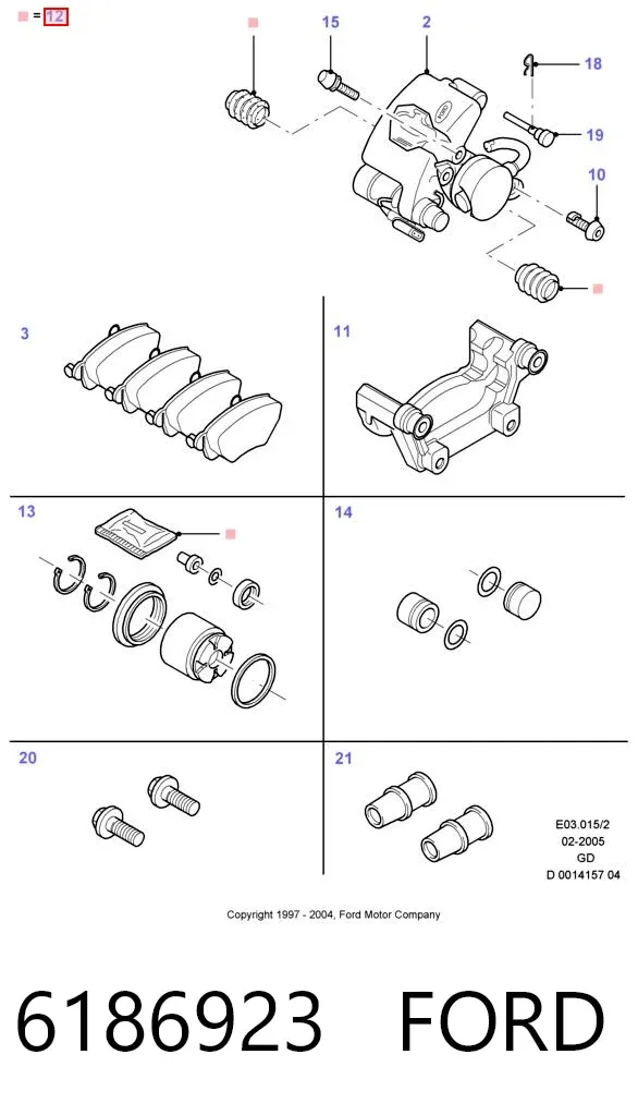Ремкомплект переднього супорту 6186923 Ford