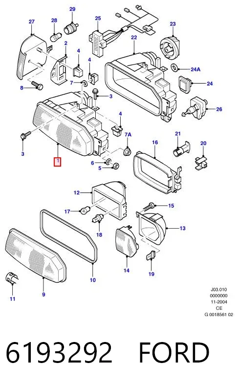 Фара права 6193292 Ford