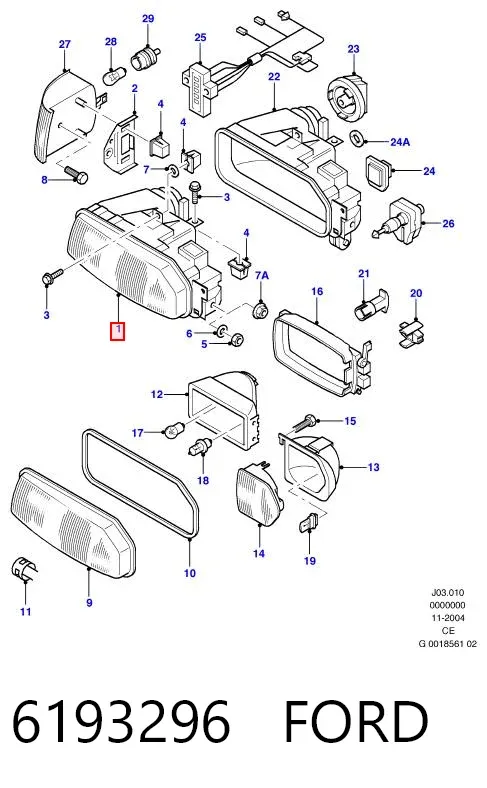 Фара права 6193296 Ford