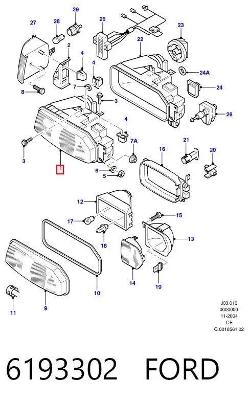 Фара ліва 6193302 Ford