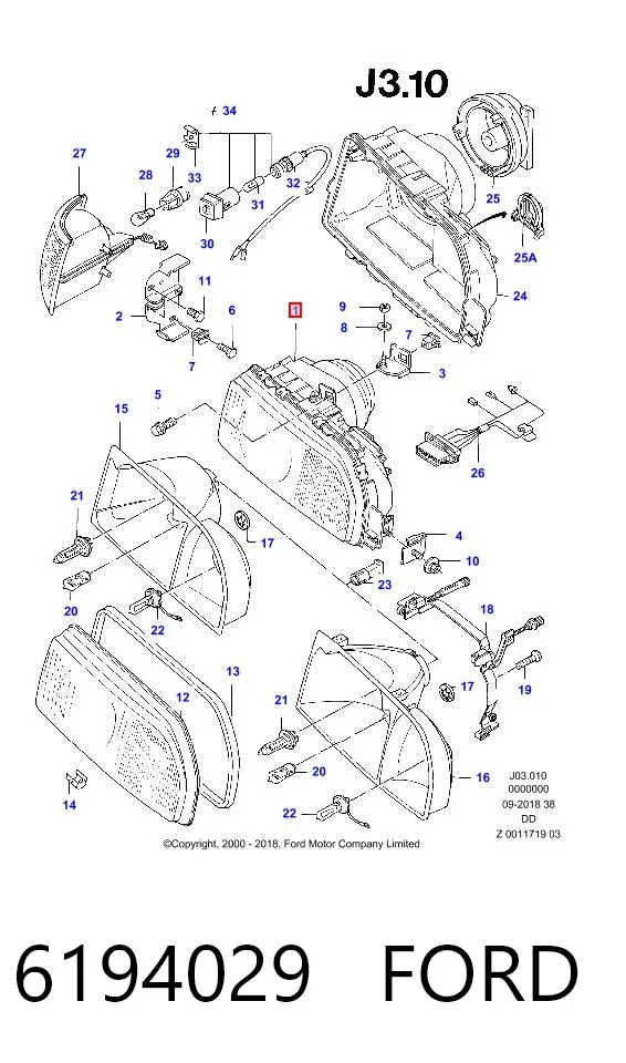 Фара права 6194029 Ford