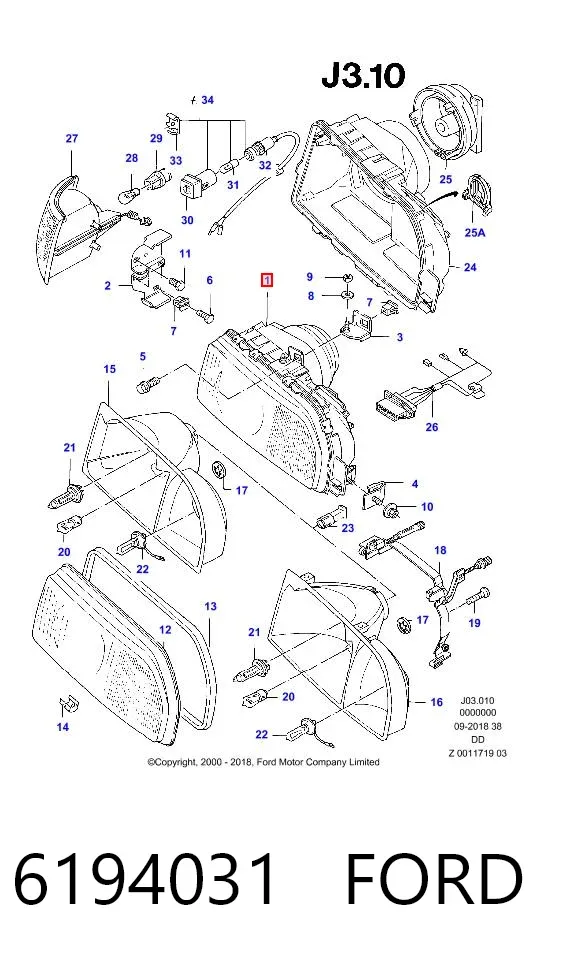 Фара права 6194031 Ford