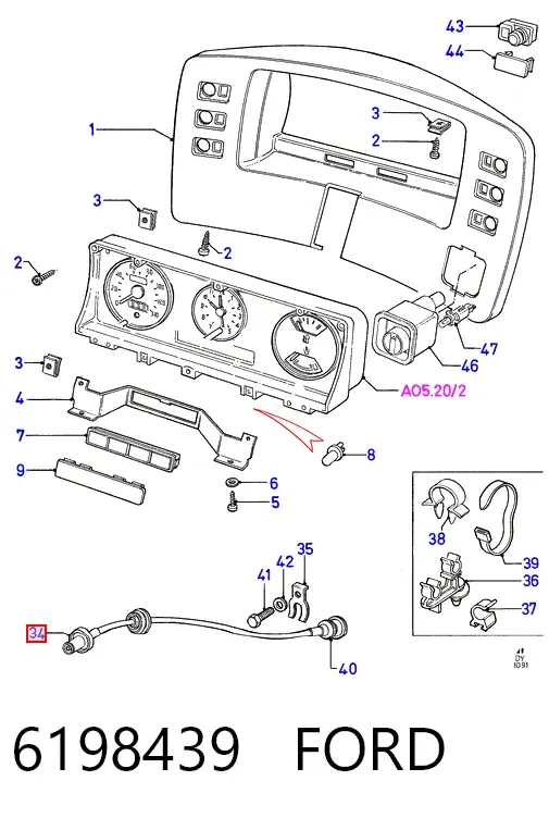 Трос спідометра 6198439 Ford